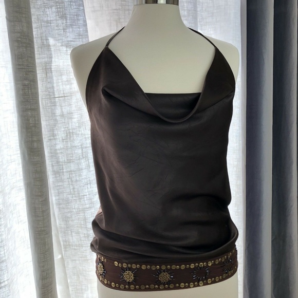 NWT S/M Boho Chic Halter Top Beaded Waistband Flaw - Picture 2 of 8